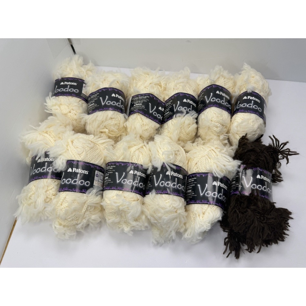 Patons Voodoo Yarn Lot Of 12 - 11 Fleece 1 Earth Acrylic Nylon Blend 50g Each
